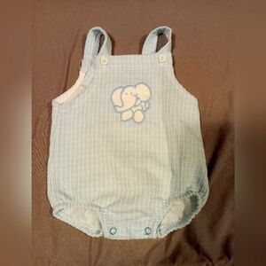 Vintage Carter’s Bubble Bib Shortalls 12 Months Blue Elephant
